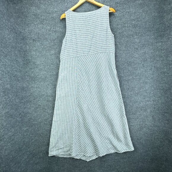 J.‎ Jill Love Linen Dress Womens Medium Gray White Stripe Sleeveless Midi Casual - Picture 5 of 15